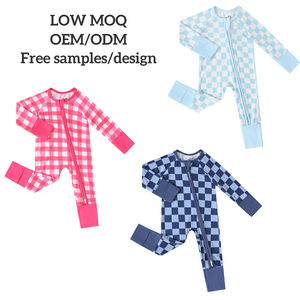 Pigiama per Neonati in Bambù a Due Pezzi, a Righe e Quadretti, Traspirante, Personalizzabile, Servizio Completo per Negozi di Articoli per Bambini - Product Image 1