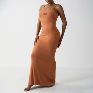 Tinta unita e tinta unita da donna aderenti abiti lunghi <span class=keywords><strong>Sexy</strong></span> eleganti <span class=keywords><strong>abbigliamento</strong></span> donna un pezzo <span class=keywords><strong>Casual</strong></span> abito lungo vestiti da donna - Product Image 1