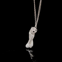 Parure Zircon Or Blanc Exquise et Élégante Unisexe, Boucles d'Oreilles et Collier, Fabrication d'Usine, Bijoux Sauvages et Séduisants, Style Tête de Léopard