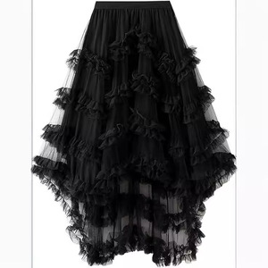 Femmes Vintage mi-longueur demi-gâteau jupe fine maille perlée taille haute Anti-rides élégante robe Studio <span class=keywords><strong>Photo</strong></span> <span class=keywords><strong>forêt</strong></span> gonflée - Product Image 3