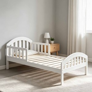 Cama para Niños Pequeños con Barandas de Seguridad, Cabecera Arqueada, Cama Individual para Niños, Madera de Pino Natural, Muebles para Dormitorio Infantil de 2 a 6 Años - Product Image 2