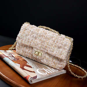 Bolso de Hombro Pequeño de Lana a Cuadros con Cadena de Diamantes, Estilo Fragante, Novedad 2026 - Product Image 3