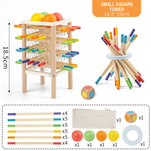 Education Toys in China Educational Wooden Toys for Toddlers Fine Motor Skills Game Stick Drop Tower