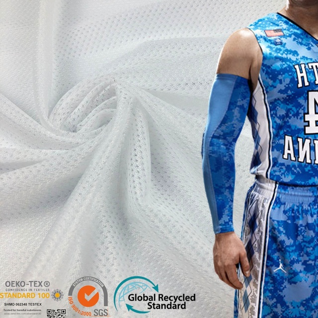 100% Polyester Moisture Wicking Quick Dry Sports Jersey Eco-Friendly Printed Mesh Knit Sportswear Top T Shirt Fabric