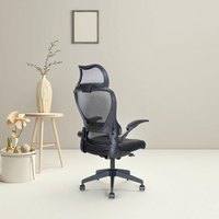 Chaise de bureau ergonomique au design moderne de luxe avec appui-tête réglable, pivotante en tissu maillé confortable pour un usage domestique