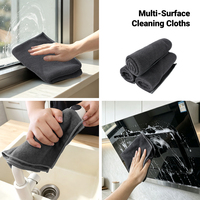 Raclette de douche en silicone écologique tout-en-un noire pour le nettoyage des vitres de salle de bain et de la maison