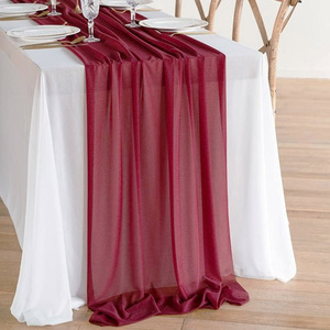 Quảng cáo Crepe voan khăn trải bàn với gạc Rèm Voile đám cưới sinh nhật đảng tổ chức sự kiện trang trí bảng Runner cờ - Product Image 4