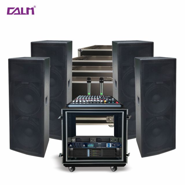 M215 Full Set 2800W Complete PA System for Outdoor Events 4x Dual 15-Inch Speakers with Amplifier Flight Cases