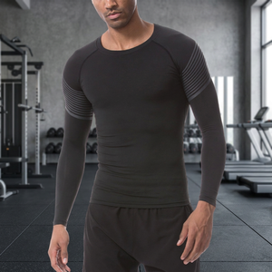 Custom <b>Men's</b> Long Sleeve <b>Compression</b> Rashguard <b>Shirt</b> with UPF50 Anti-UV Protection for Gym Fitness Running Workout - Product Image 3
