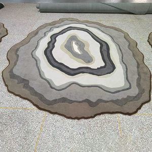 Tapis en laine grise HJ, forme organique artistique moderne, fait main, design fluide texturé 3D, pour la décoration contemporaine du salon - Product Image 4
