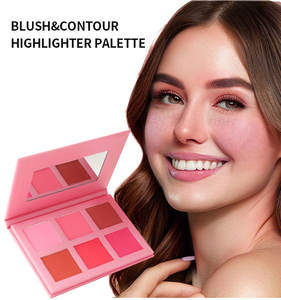 Personnalisé bricolage 6 couleurs paillettes miroitant bronzant surligneur Blush Palette longue durée Matte <span class=keywords><strong>Contour</strong></span> Palette - Product Image 2