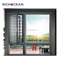 Ventanas Abatibles de Aluminio con Doble Vidrio para Exteriores, Marca RICHOCEAN, a Bajo Precio, con Barandilla de Seguridad y Malla