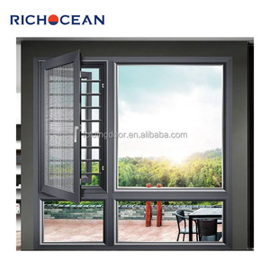 หน้าต่างบานเปิดอลูมิเนียมกระจกสองชั้น RICHOCEAN ราคาประหยัด สำหรับภายนอกอาคาร พร้อมราวกันตกและมุ้งลวด - Product Image 5