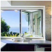 Fenêtres isolantes horizontales, cadre noir en aluminium, fenêtre de balcon pliante à 3 pistes avec verre Low-E