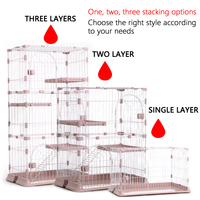 Cage à chat double couche en acier inoxydable, idéale pour la Villa des animaux de compagnie, disponible en vert, rose et gris, vente en gros