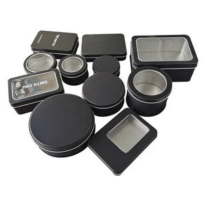 Custom Logo Various Shaped Window Container Storage Can Black Metal Tin Box
