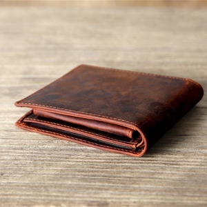 Wholesale Crazy Horse Genuine Leather Short Bifold Wallet with Coin Pocket for Men Vintage Style RFID Blocking - Product Image 5