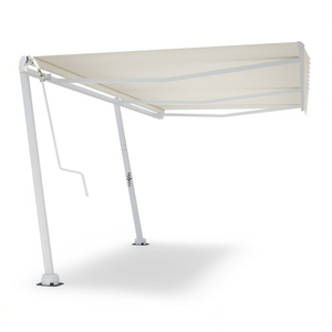Auvent rétractable à bras articulé Premium 236,2x96,5 pouces, structure en fer blanc, commande manuelle, pour terrasse - Product Image 1