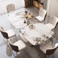Table de salle à manger italienne légère de luxe en ardoise et chaises bjflamingo Offre Spéciale Table rectangulaire 6 places avec chaises