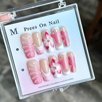 Kuku Akrilik Lukis Tangan Berkualitas Tinggi Grosir 10 Pcs Bentuk Almond Stiletto Cantik Mewah Full Cover 3D