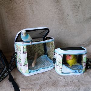 Sac de transport portable toutes saisons pour <span class=keywords><strong>perroquet</strong></span>, respirant, à bandoulière, motif peau de tigre Xuanfeng, cage à oiseaux pivoine, tapis rafraîchissant transparent visible - Product Image 3