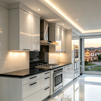 Meuble de cuisine bas moderne à 3 tiroirs RTA avec évier et robinet, prêt à assembler, unité de rangement de cuisine modulaire