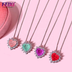 Colgantes coloridos de estilo brasileño, joyería de vidrio chapado en oro de <span class=keywords><strong>18</strong></span> <span class=keywords><strong>K</strong></span>, colgante de corazón, collar - Product Image 3