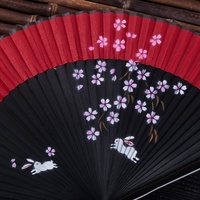 Éventail pliant rouge peint à la main DIY pour femmes, style classique chinois, danse du Nouvel An, style estival, éventail pliant ancien en bambou