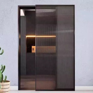 QW-601 Porta Scorrevole in Vetro con Telaio in Alluminio Invisibile a Chiusura Morbida Idraulica - Product Image 2