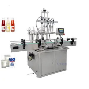 Mesin pengisi botol air minum jus cair otomatis LT-QZDY4 untuk jalur produksi Piston Filler 100ml 500ml 1000ml