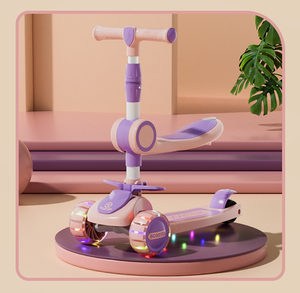 Scooter à 3 roues réglable pour enfants avec roues en PU lumineuses extra larges et 4 hauteurs pour enfants avec musique et lumière - Product Image 2