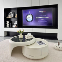 Nouvelle Table Basse Ronde 2026 avec Tiroirs pour Petit Appartement, Style Moderne Simple, Combinaison Coulissante pour Salon