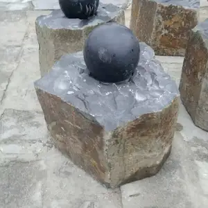 卸売天然石ガーデンデコレーション風水フローティングボール噴水玄武岩球ボール
