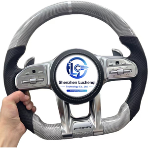 Support de volant en fibre de carbone amélioré avec palettes de changement de vitesse chauffantes pour <span class=keywords><strong>Mercedes</strong></span> C E G CLS CLA AMG 2015-2026 Intérieur - Product Image 6