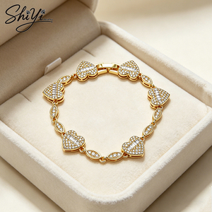 <span class=keywords><strong>Bracciale</strong></span> Trendy Hip Hop da Donna Placcato Oro con Ciondolo a Cuore in Ottone e Catena con Zirconi 5A per Anniversario, Compatibile con Bracciali <span class=keywords><strong>Pandora</strong></span> - Product Image 2