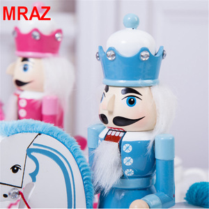 M23003 <span class=keywords><strong>MRAZ</strong></span> 25cm Décoration de Noël en gros Cheval à bascule rose Soldat Casse-Noisette en bois Ornement musical - Product Image 5