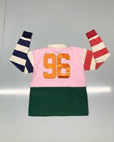 Polo Unisex con Manga Asimétrica a Rayas, Estilo Retro de los 90, Camiseta con Gráfico Bordado, Fabricante OEM/ODM