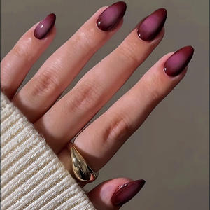 Uñas postizas de gel suave X Press-on, <span class=keywords><strong>cortas</strong></span>, de color sólido, efecto ojo de gato, almendradas, para pegar, puntas de gel para manicura. - Product Image 3