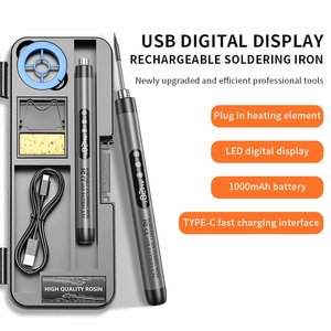 Fer à souder portable rechargeable par USB, affichage numérique de la température, température réglable, kit d'outils de soudage sans fil, plage de température 200-480°C - Product Image 5