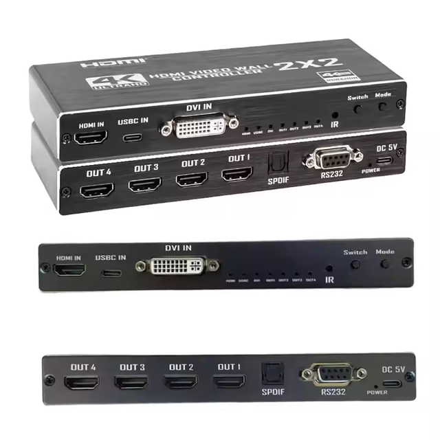 Multi Interface High-definition HDTV Video Wall Controller 2X2 Splicer Supports TYPE-C/HDTV/DVI Interface Input and HDTV Output