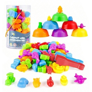 Jeu de pinces éducatif sensoriel pour enfants : Dinosaures, animaux, formes, puzzle, coordination œil-main, en plastique - Product Image 3