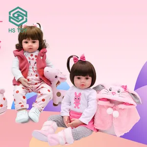 Hs 60Cm Levensechte Zachte Siliconen Mini Reborn Baby Poppen Gemaakt In China Met Fles