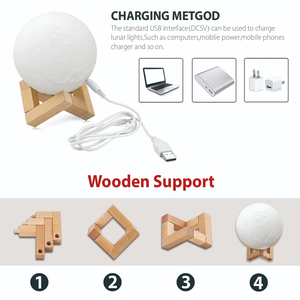 3D baskı ay lambası USB <span class=keywords><strong>LED</strong></span> gece lambası Moonlight dokunmatik renk değiştirme uzaktan - Product Image 2