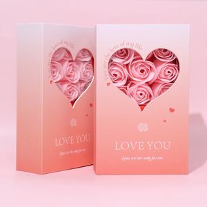 Nouvelle boîte à bijoux romantique en forme de cœur avec neuf roses, boîte cadeau de fleurs éternelles, savon rose, fleur préservée, boîte à collier et bague, Saint-Valentin - Product Image 4