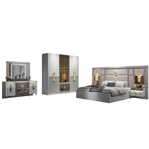 Ensemble de chambre à coucher moderne de luxe en bois personnalisé avec lit extensible King/<span class=keywords><strong>Queen</strong></span> Size et rangements pour hôtels, fermes, appartements et villas - Product Image 2