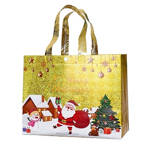 Sacs cadeaux de Noël personnalisables, écologiques, durables, non tissés, enduits, imperméables, avec motif Père Noël, pour emballages de fête - Product Image 4