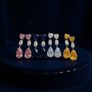 Orecchini Pendenti di Lusso in Argento 925 con Cristallo di Citrino a Forma di Cuore per Donna, Gioielli da Festa, Montatura a Griffe, Orecchini Raffinati con Cristalli - Product Image 2