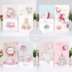 Festival 3D Greeting Christmas Cards Papercraft 8 Designs Holiday Birthday Pop Up Cards Gift With Envelopes Set