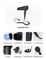 Sèche-cheveux électrique pliable haute puissance EASTON pour hôtel, 1800W, sèche-cheveux ionique pliable professionnel