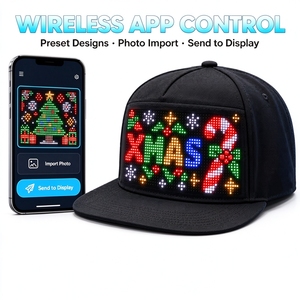 Factory APP Control Text DIY Light up Scrolling Night Christmas LED Cap Hat - Product Image 1